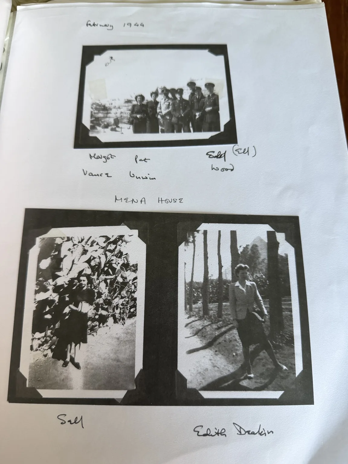 Peggy Wood's family album with photographs from Egypt in 1944