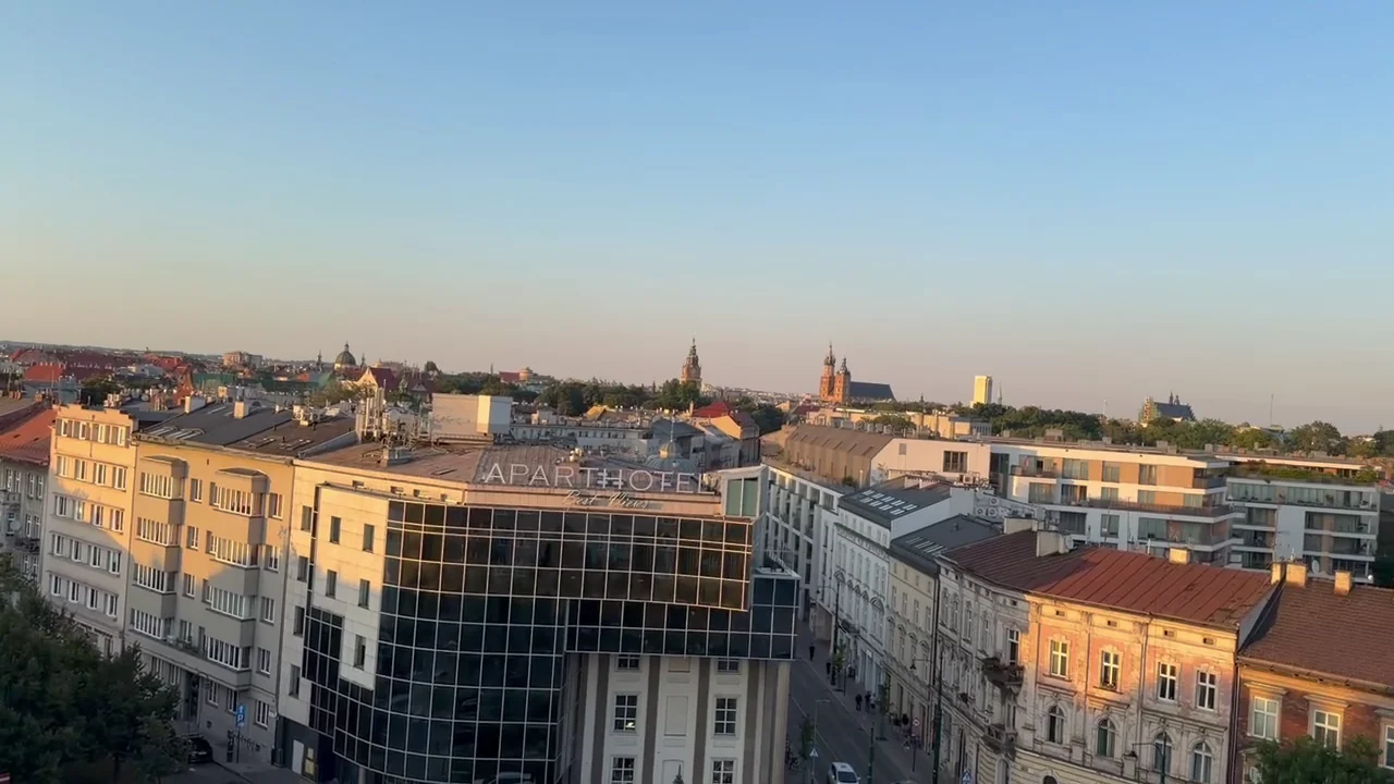 Panoramic view across central Kraków from above
