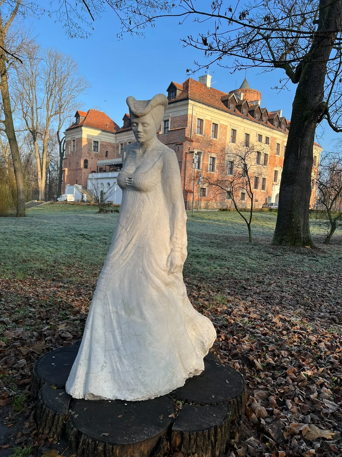 White Lady sculpture in the park at Uniejów Castle