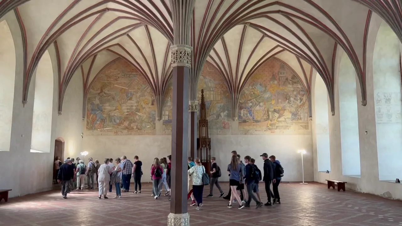 Grand Gothic vaulted interior room in Malbork Castle