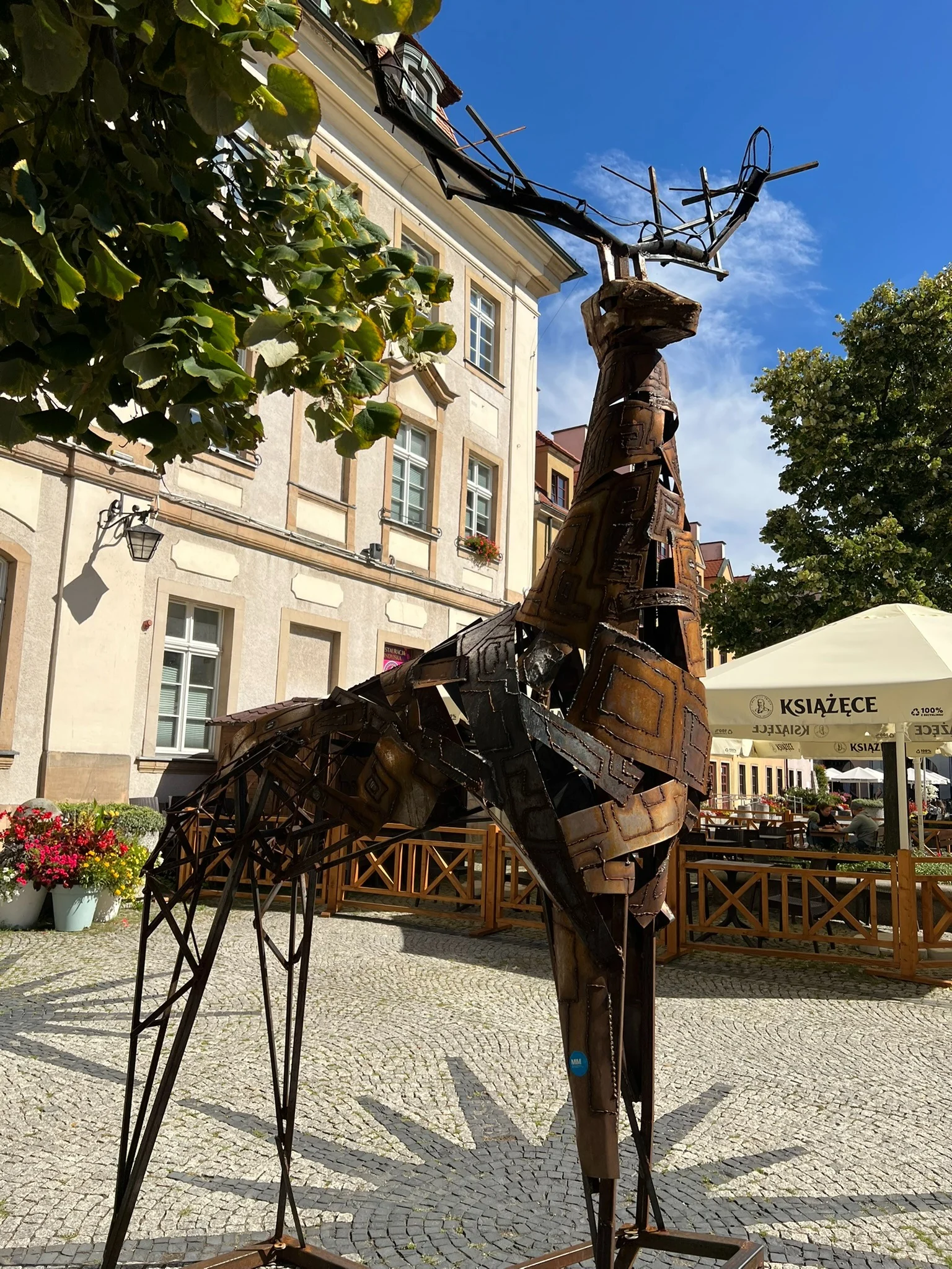 Metal deer sculpture in Jelenia Góra