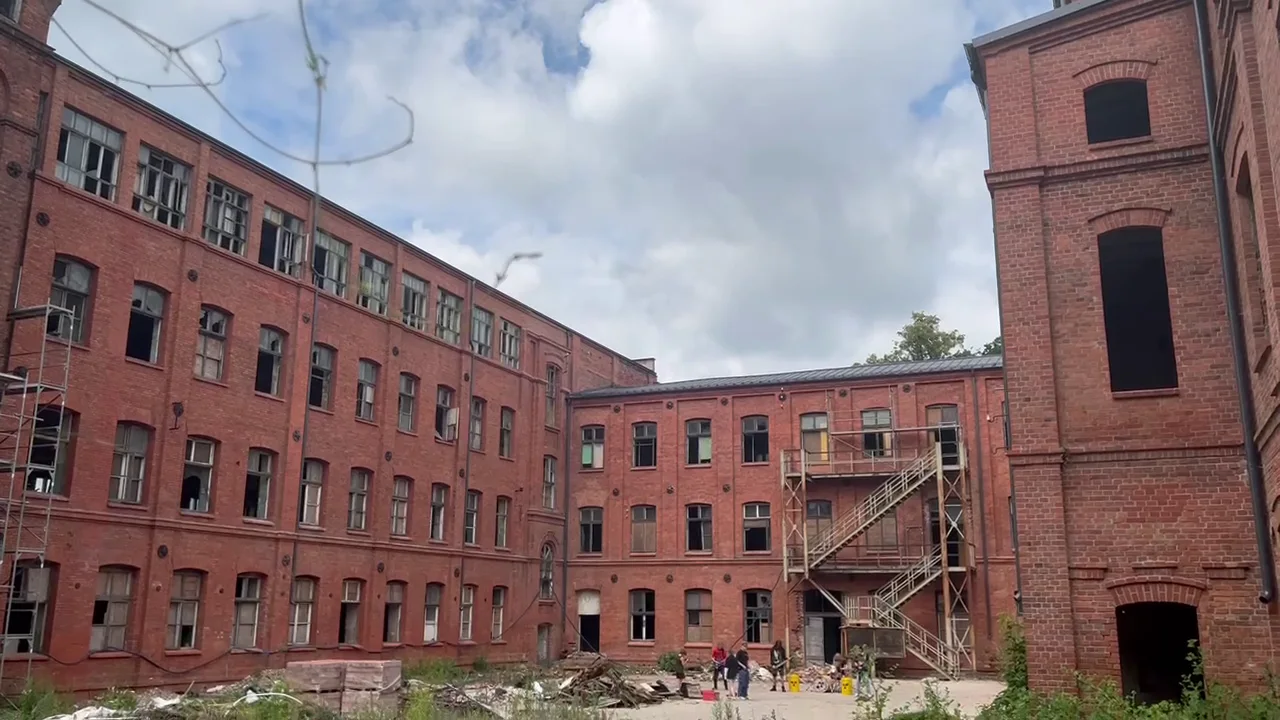 Historic red-brick linen factory complex in Żyrardów