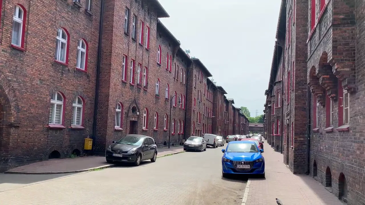 Historic brick workers' housing in an industrial settlement