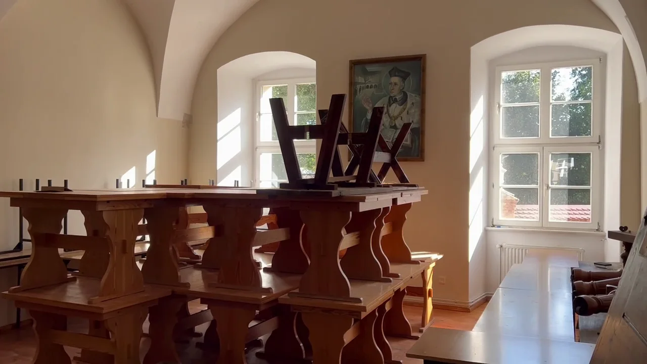 Interior functional space within a former Cistercian monastic complex.