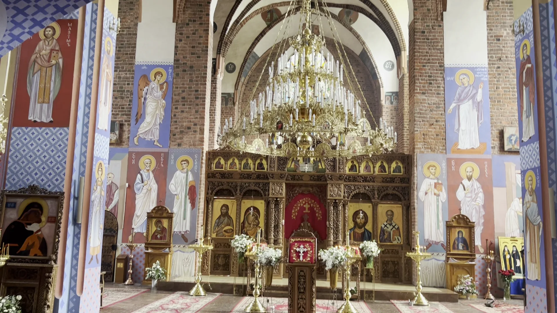 Orthodox church interior in Wrocław showing an iconostasis.