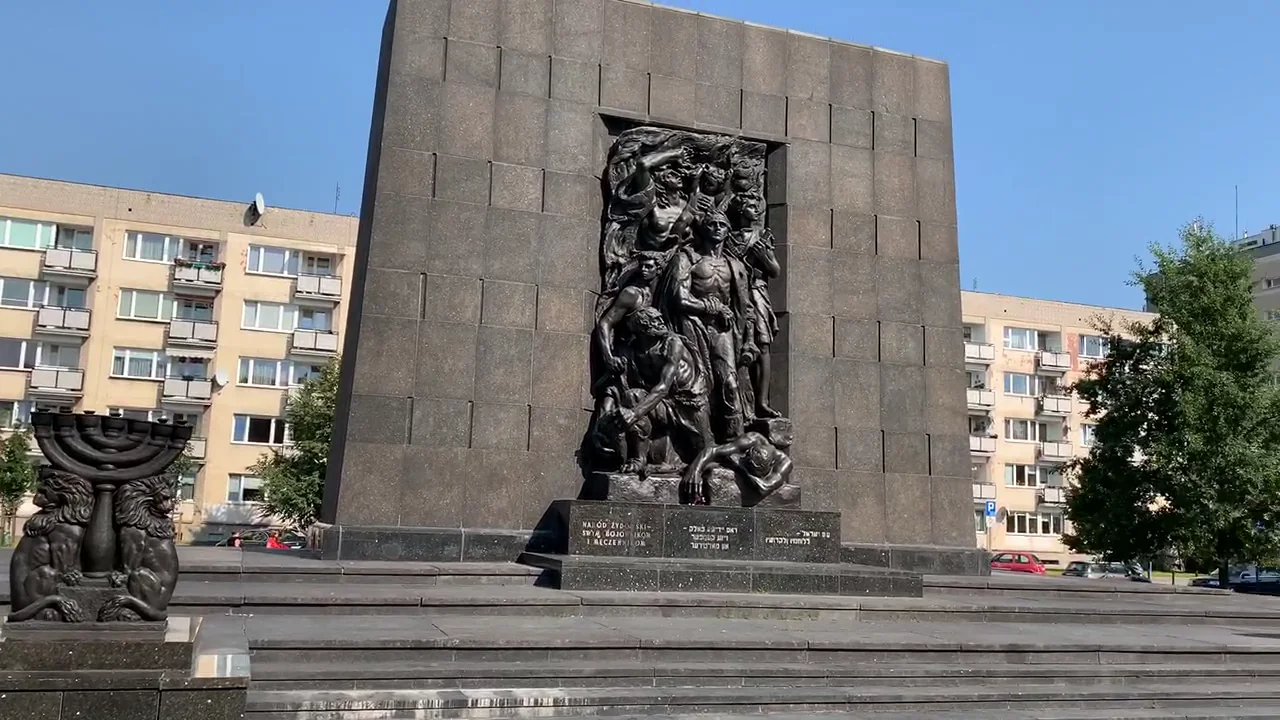 The Monument to the Ghetto Heroes in Warsaw.