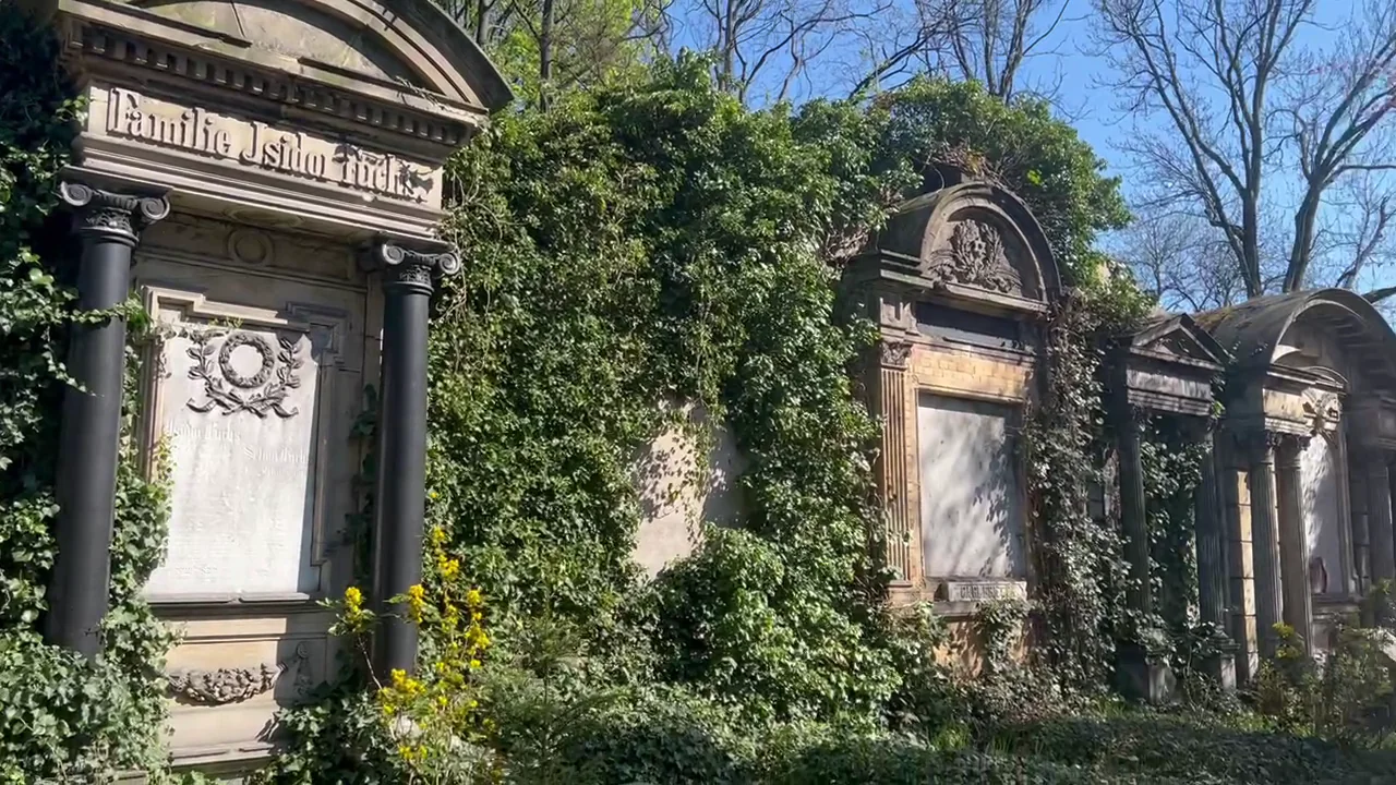 Historic family mausolea at the Old Jewish Cemetery in Wrocław.