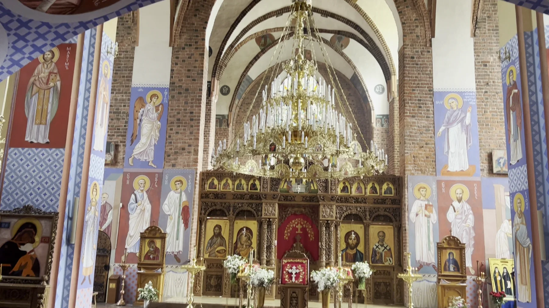 An iconostasis inside an Orthodox church in Wrocław.