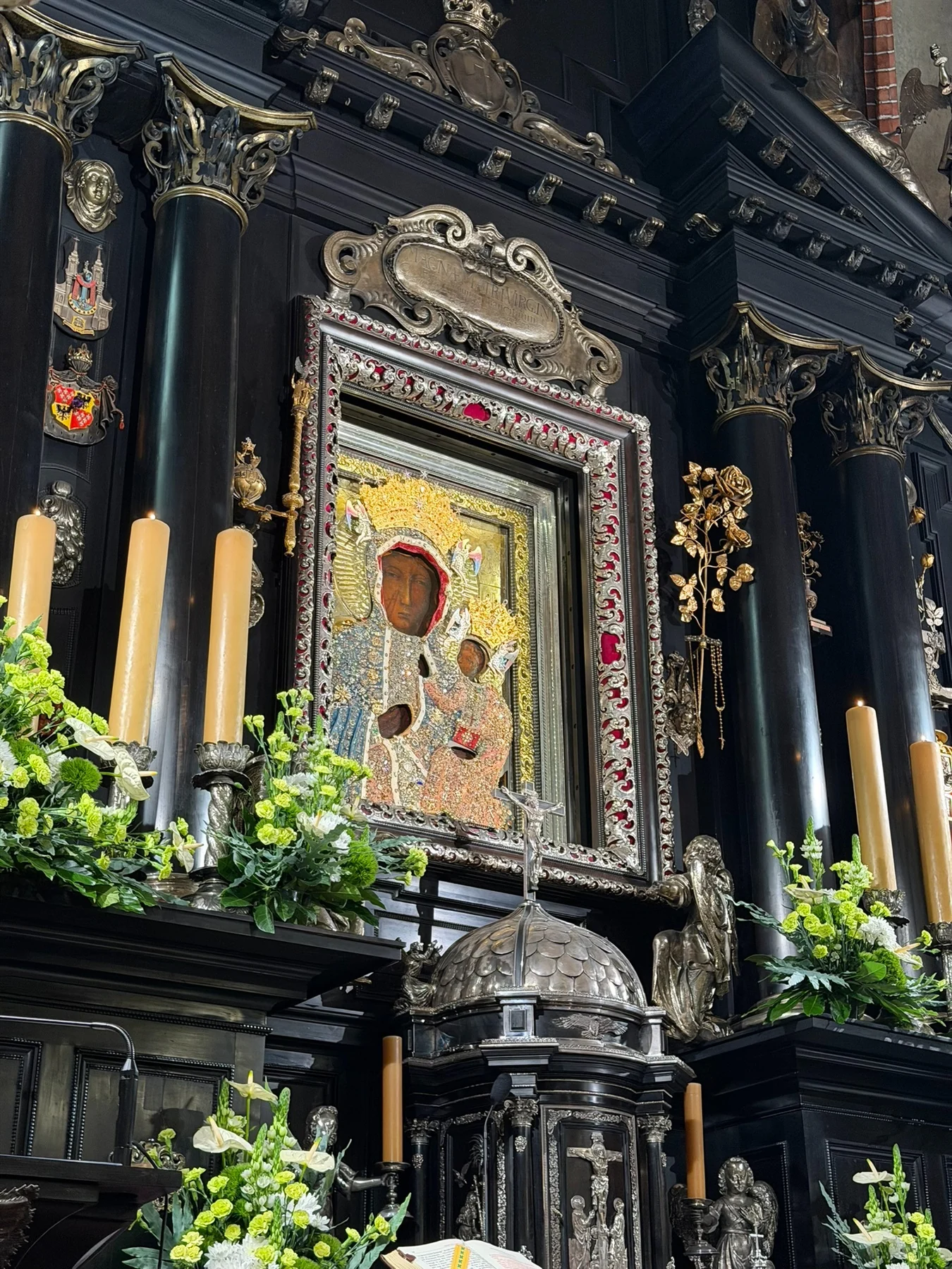 Venerated image of Our Lady of Częstochowa, photographed at Jasna Góra