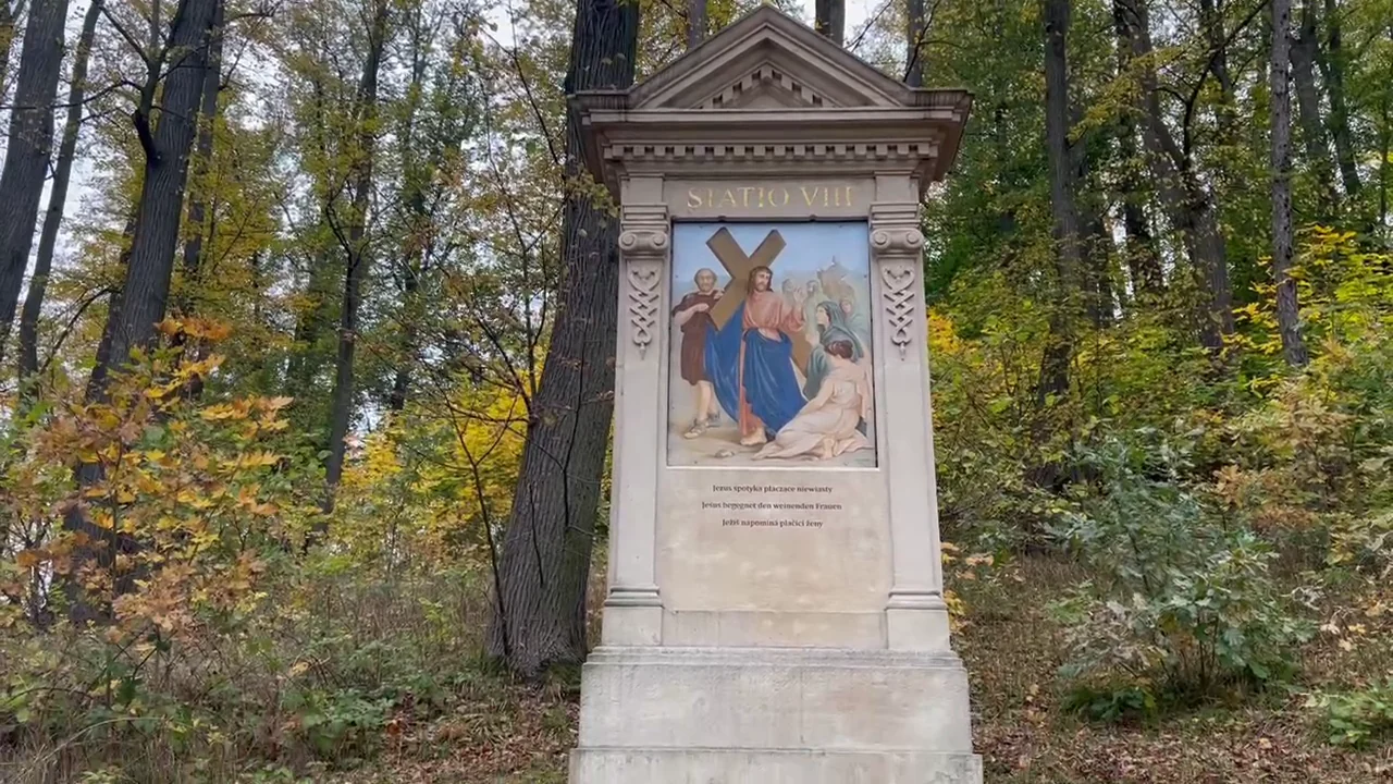 A calvary station in the sacred landscape at Wambierzyce.