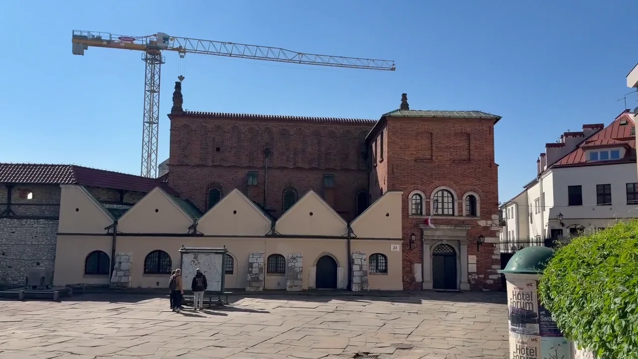 A historic synagogue exterior in Kraków.