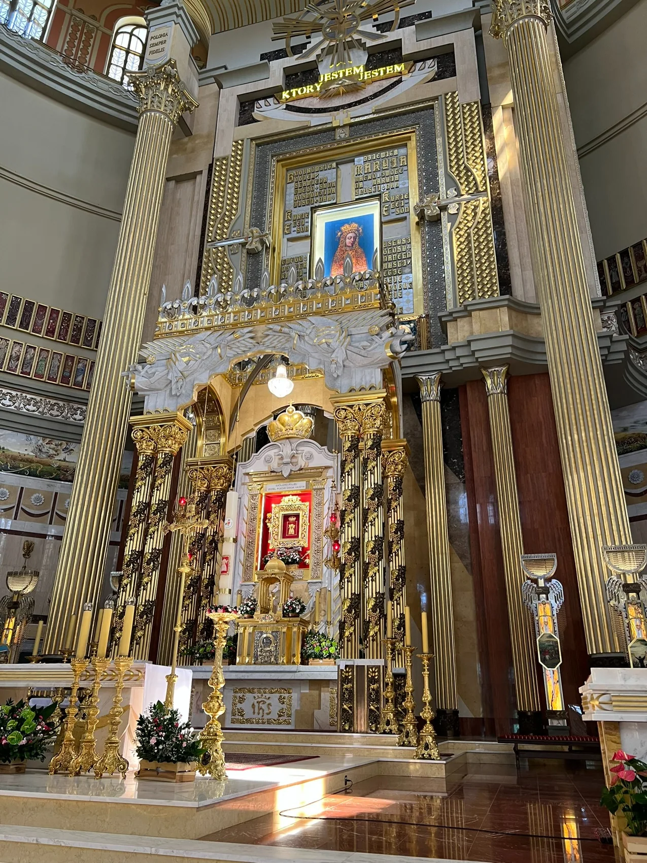 Main altar at Licheń, displaying the small venerated image of Our Lady of Licheń; photograph from the Brit in Poland archive