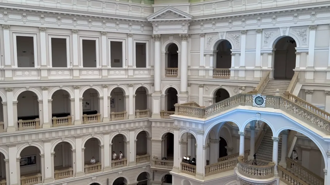 Arcaded interior courtyard of Warsaw University of Technology