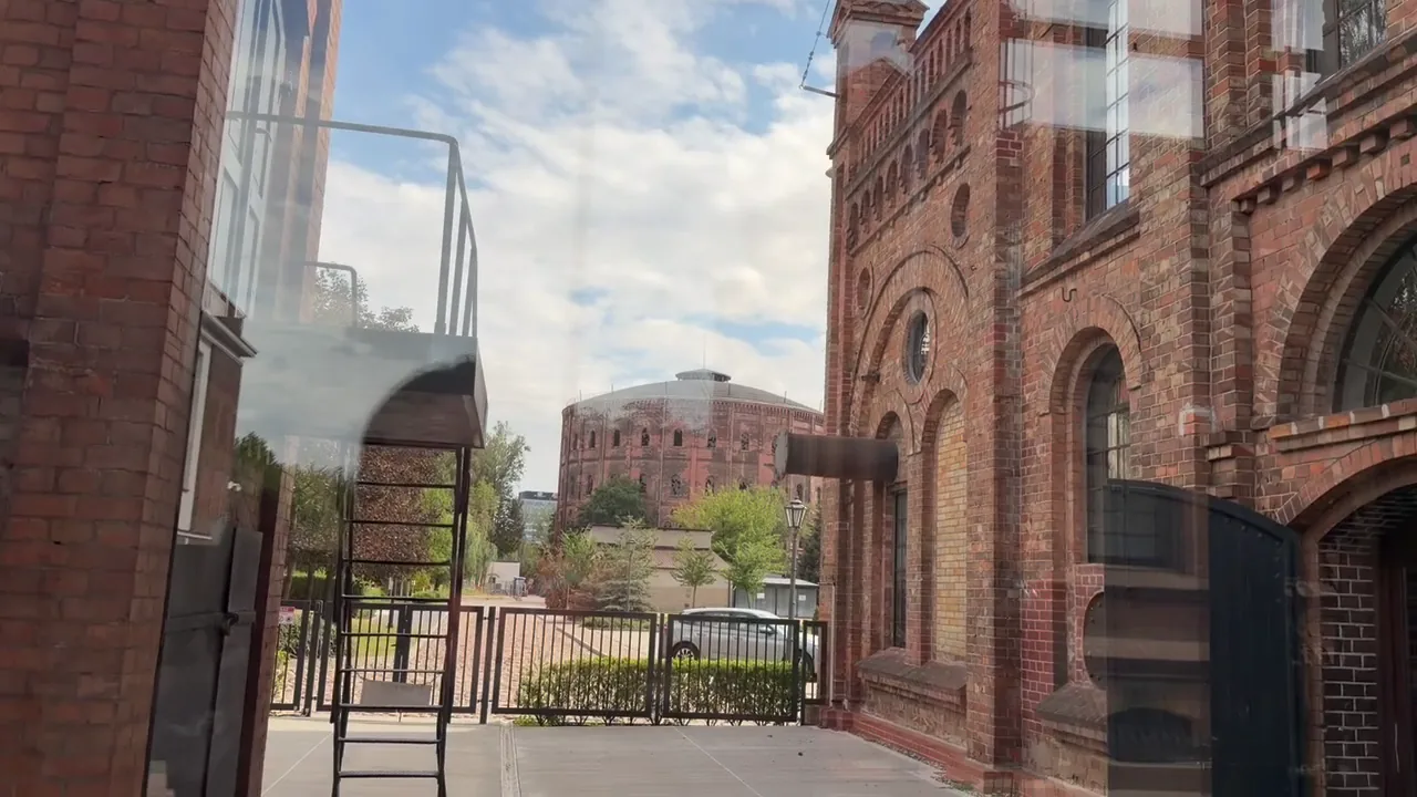 Historic brick industrial buildings at the Warsaw Gasworks complex