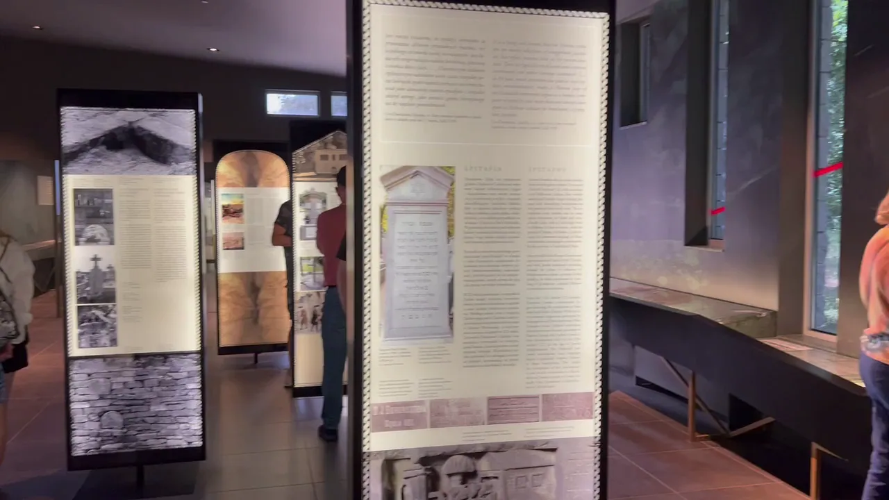 Original photograph at Bródno Jewish Cemetery: Inside the Bejt Almin exhibition, original interpretive displays explain the cemetery and Jewish bur