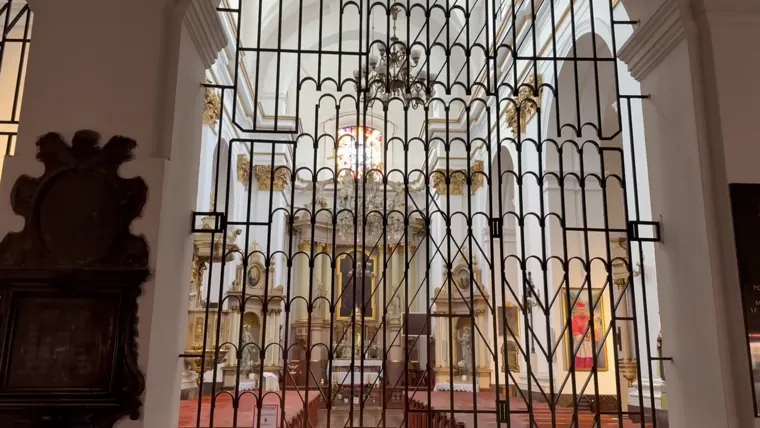 Holy Spirit’s interior, viewed through the grille