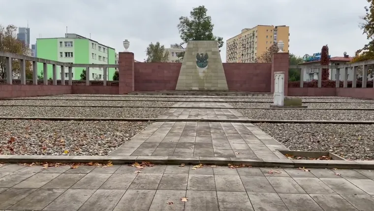 A memorial courtyard in the Jewish cemetery