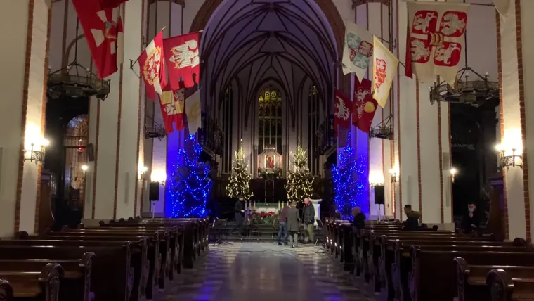Inside St John’s Archcathedral, with seasonal decorations